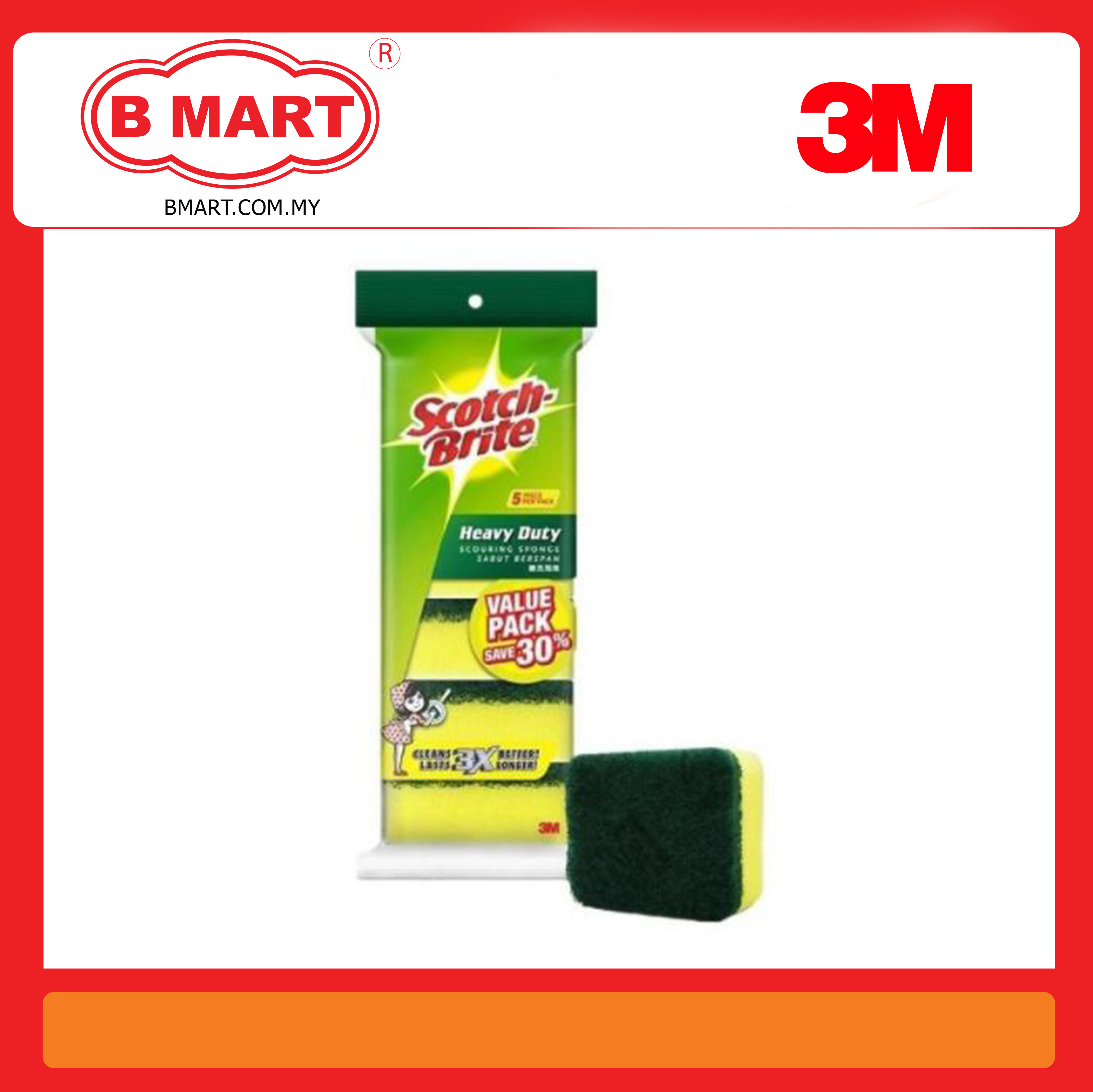 3M Scotch Brite Heavy Duty Scouring Pad (5 Pcs/Pack)